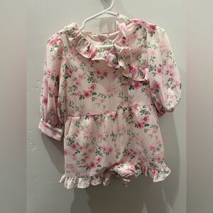 Janie & Jack Girls Floral Ruffle Romper - Pink